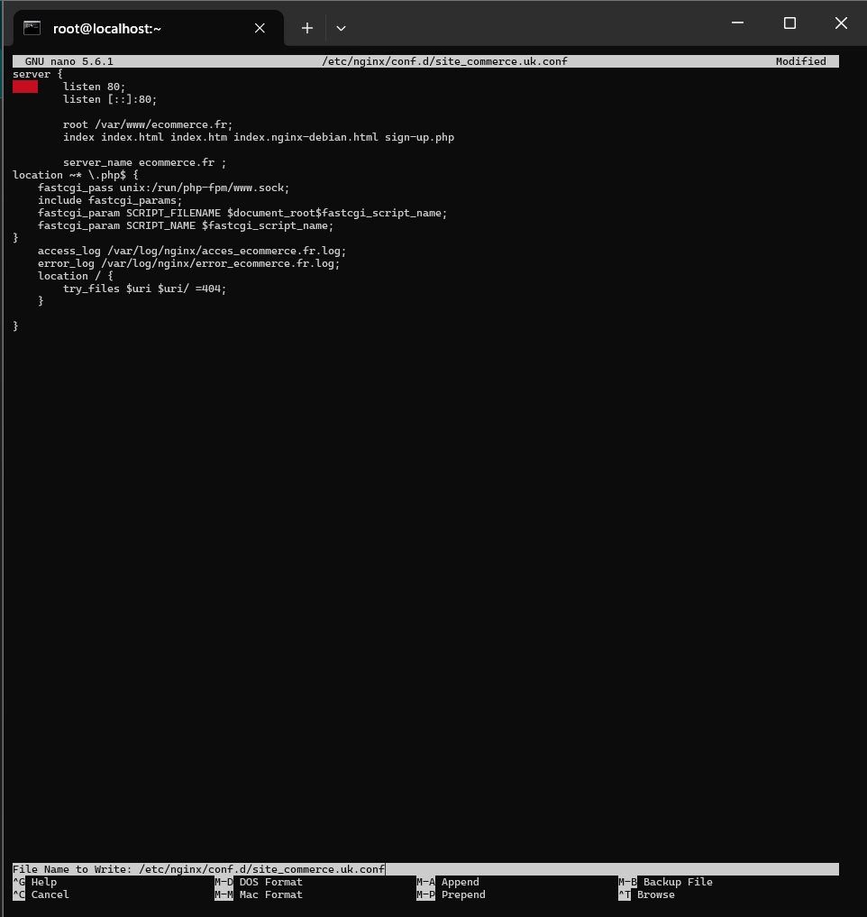 config pour le site uk