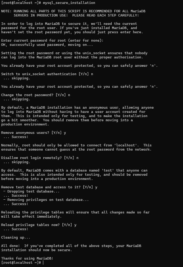 config d’installation mysql